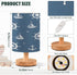 SUABO Bedside Table Lamp, Blue Nautical Pattern Nightstand Lamp Small LED Lamp Wood Base Round Flaxen Fabric Shade