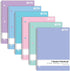 Better Office Products Spiral Notebooks, 6 Pack, 1 Subject, 70 Sheets, 10.5" x 8", 6 Assorted Pastel Colors