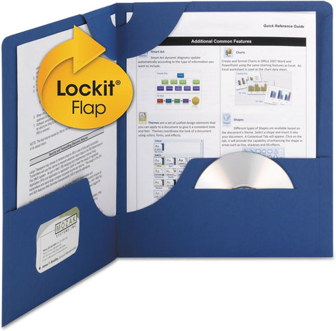Smead Lockit Two-Pocket Heavyweight Folder, Dark Blue, Letter Size, 25 per Box (87982)