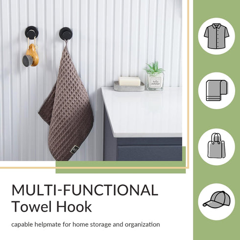 APLusee 2 Pack Bathroom Towel Hook - Stainless Steel Round Coat Robe Hanger for Toilet Kitchen (Matte Black)