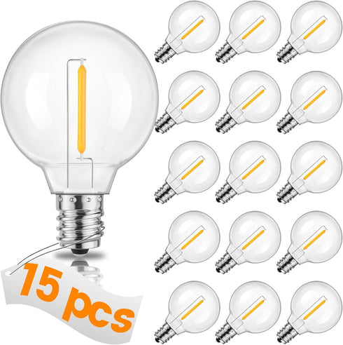SEVSONSNZZ G40 Led Replacement Plastic Light Bulbs Fits E12/C7 Waterproof Shatterproof Globe Bulbs