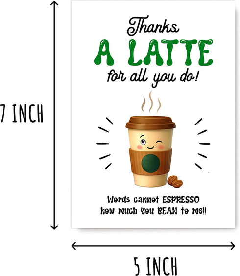 NKPDesigns Thanks A Latte For All You Do - Coffee Lovers Card - Pun Greeting - Funny Appreciation - Cute Card For Boss