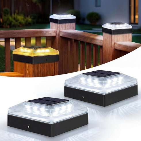 vighep 4x4 Solar Post Cap Lights Outdoor 2 Pack, 3 Color Modes/Dusk