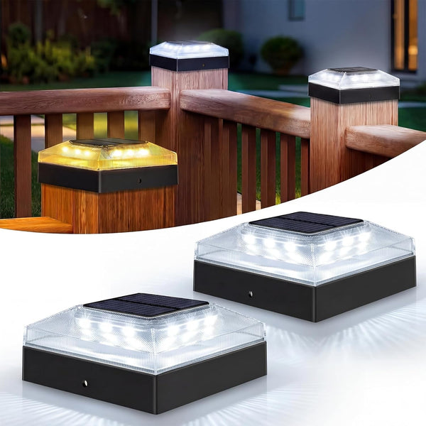vighep 4x4 Solar Post Cap Lights Outdoor 2 Pack, 3 Color Modes/Dusk