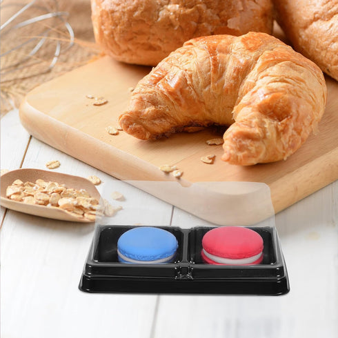 100pcs Packaging Double-compartment Bakery Boxes for Mooncakes, Cheesecake, Tiramisu, and Mousse Desserts Mini Cake