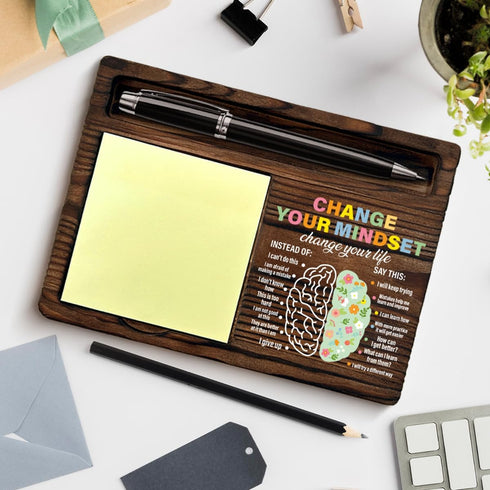 QODMGD Mindset Mindset Inspirational Growth Sticky Note Holder Mental Health Gifts Change Your Post It Note Dispenser