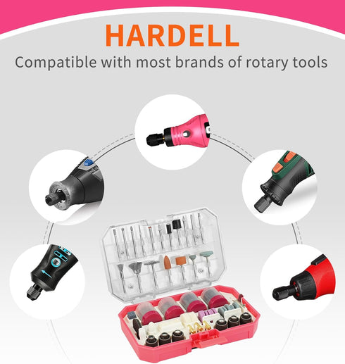 HARDELL Rotary Tool Accessories Kit, 227pcs, 1/8"(3.2mm) Diameter Shanks, Universal Fitment for Cutting and Polishing