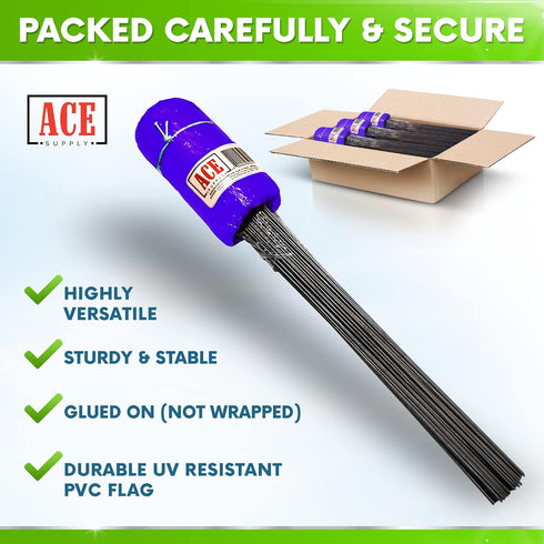 Purple Marking Flags 100 Pack - 4x5-Inch Marker Flags with 15-Inch Wire for Lawn and Landscape Marking