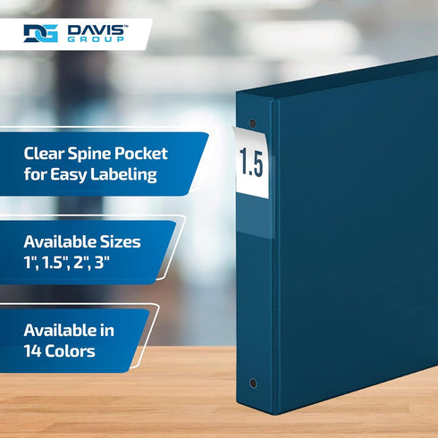 Premium Economy 1.5-Inch Binders, 3-Ring Binders for School, Office, or Home, Pack of 6, Round Ring, Navy Blue