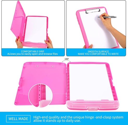 Clipboard with Storage, Heavy Duty Plastic Nursing Clipboard with Low Profile Clip and Pen Holder, Multifunctional Case