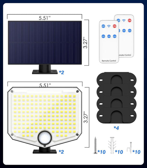 222 3000LM IP65 3000mah 2 Pack MoKo Solar Lights Outdoor, LED Motion Sensor Outdoor Lights with Remote, Waterproof