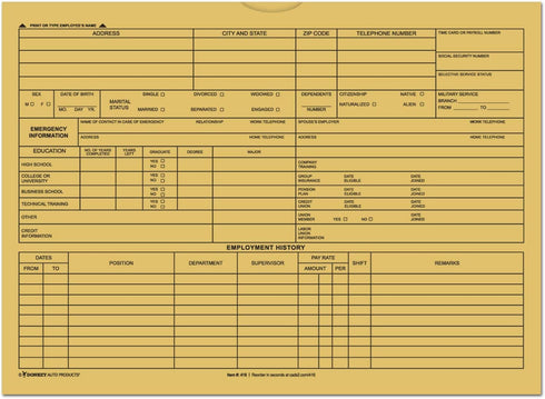 Employee File Jacket - 9 x 12 inches - Employee History and Information Envelope (50 per Pack)