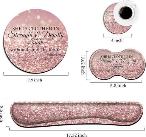 Ergonomic Mouse Pad with Wrist Support Set, Keyboard Wrist Rest for Laptop Gaming Office, Pink Glitter