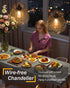 IP44 Battery Operated Chandelier with Remote, Waterproof Outdoor Pendant Light, No Wiring Needed Gazebo Lights