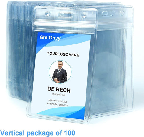 GhllGhyy 6 Pack Extra Thick Name Badge Holders, Durable & Sealable Waterproof Vertical ID Badge Holders, Clear PVC