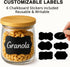 JINUYYNA 6 Pack 5 oz Natural Bamboo Oui Yogurt Jar Lids with Silicone Sealing Rings and Label for Glass Jars, Reusable