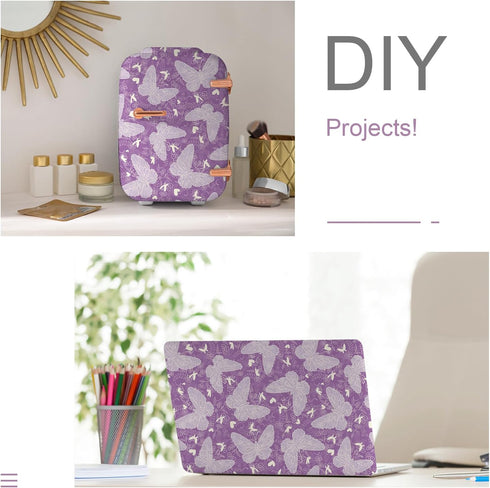 Purple Butterfly Floral Wallpaper - Peel and Stick Violet Flower Removable DIY Contact Paper for Decorative Walls
