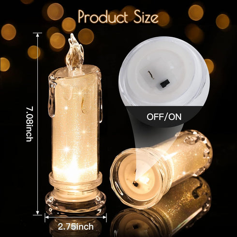 4PCS White LED Flameless Pillar Candles, Battery Operated Fake Candles, 2.5" x 7" for Valentine's Day Wedding Decor