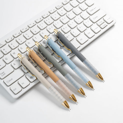 Linbsunne 12 pcs Black Medium Point 1mm Ballpoint Pens - Retractable Work Pen with Super Soft Grip for Men Women (Gold)