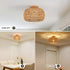 Boho Ceiling Light Fixtures Rattan Chandelier Bedroom Light Small Rattan Flush Mount Ceiling Light Hand-Woven