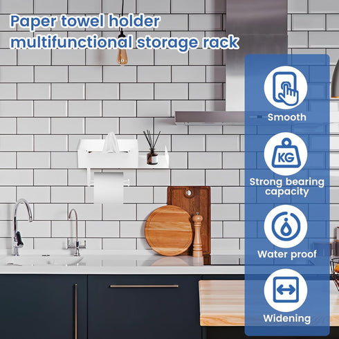 Hevtsde Toilet Paper Holder with Shelf - Carbon Steel Wipes Dispenser for Bathroom, Easy Cleaning No Drilling Wall