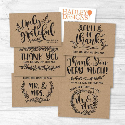 Hadley Designs 24 Rustic Wedding Thank You Cards with Envelopes, Wedding Thank You from The New Mr. and Mrs.