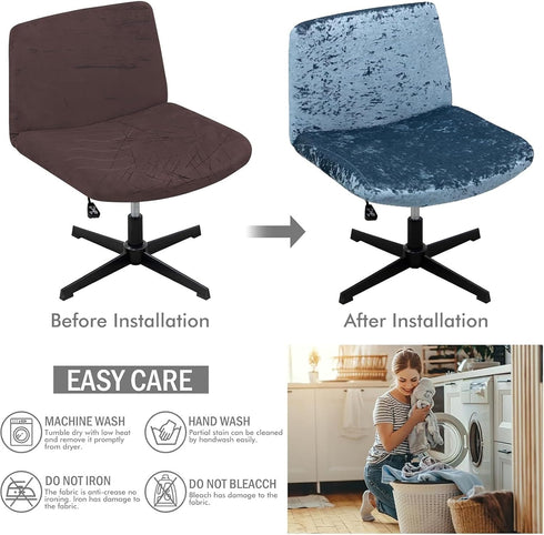 WYLEBER Armless Armless Office Desk Slipcover,Criss Cross Chair Cover,Removable Washable Office Wide Seat Chair Covers