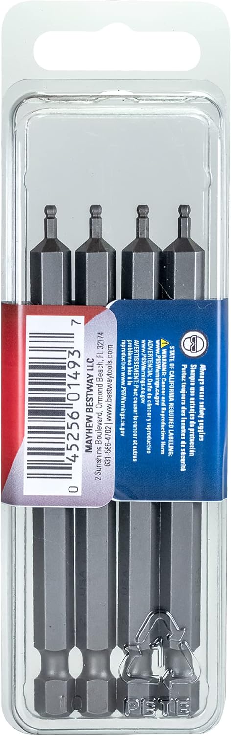 Mayhew Tools 19525-4 USA Metric Ball Hex Power Bit, 4-Pack, 2mm x 3.5"