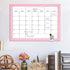 Dry Erase Monthly Calendar Board, Magnetic Whiteboard for Wall, Office/School/Home, Solid Wood Pink Frame Hanging Board