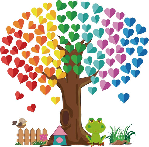 Classroom Tree Bulletin Board Decorations Set, Hearts Bulletin Board Tree Cutouts Welcome Classroom Wall Decors for