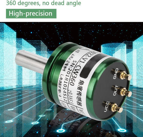 12-Bit Hall Angle Sensor, 0.088° Resolution, 360° Rotation, 0-5V Output, Durable Full-Circle Measurement