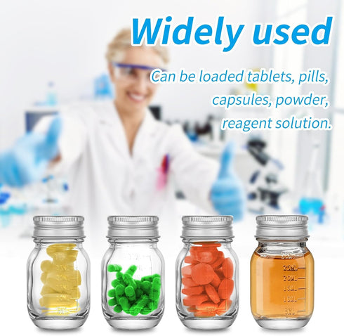 eispap 25Pcs 1oz 30 ml (25) Glass medicine bottles Glass Reagent Bottles Transparent Sample Jar,Wide Mouth,Screw Cap