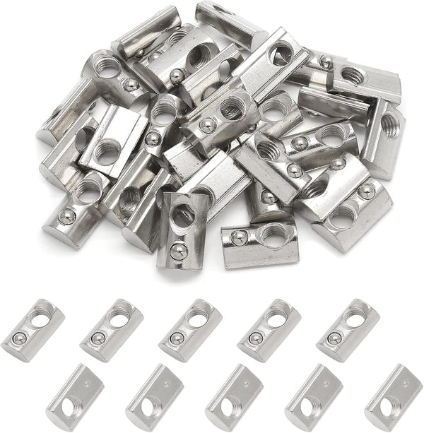 Qjaiune 30Pcs M8 Spring T Nut 4040 Aluminum Extrusion T Nuts, Roll-in T