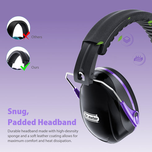 Dr.meter Hearing Protection Ear Muffs, 28dB Noise Reduction Safety Earmuffs with Adjustable Headband, Storage Bag