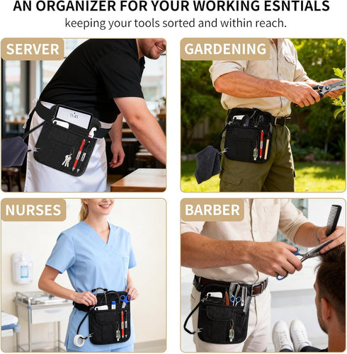 26.4-61Inch Server Apron with Adjustale Strap,Restaurant Waitress Accessories Bag with Pockets for Hotel Bar(Inc Strap