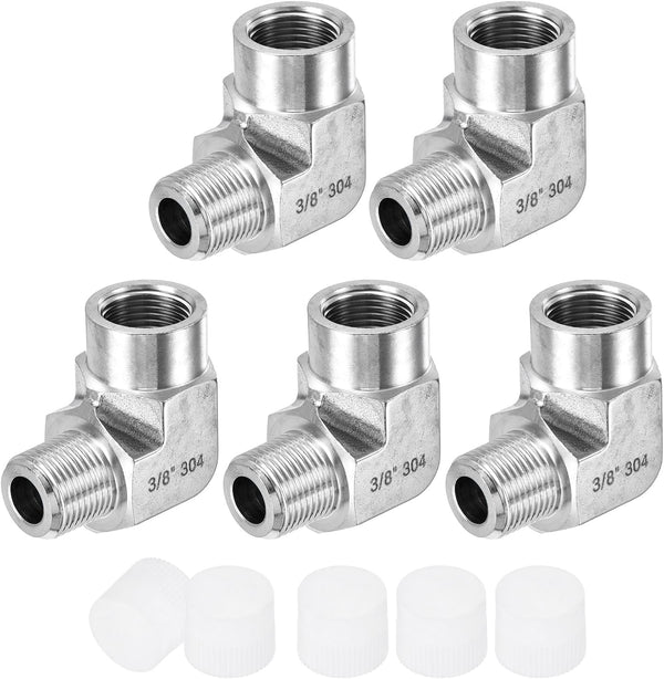 uxcell 2Pcs G3/8 Inch Male x G3/8 Inch Female 90 Degree Barstock Street Elbow, 304 Stainless Steel Pipe Fitting Adapter