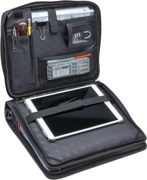 Case-It 2 Inch 3 D-Ring Zipper Binder with Padded Laptop Case, Shoulder Strap, LT-117, Black