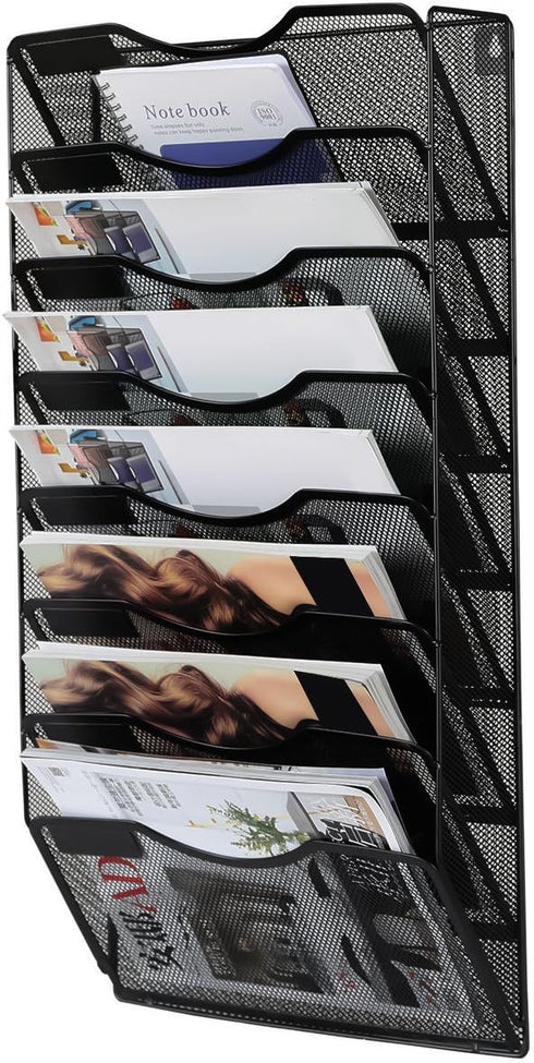 EasyPAG 8-Tier Wall File Organizer Hanging Holder for Papers, Folders, Files, Clipboard, Magazine Organization, Black