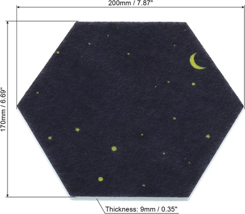 PATIKIL Hexagon Felt Board Tiles, 8 Pack Self Adhesive Mini Moon Wall Pin Bulletin Board with Push Pins for Photos Memos Home Office Decor, Dark Blue by PATIKIL