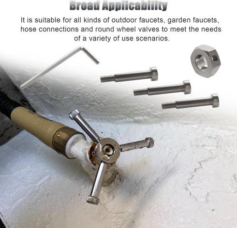 3/8" Adjustable Water Shut Off Replacement Handle for Outdoor Garden Faucet, Spigot, Hose Bib, Round Wheel, Upgraded