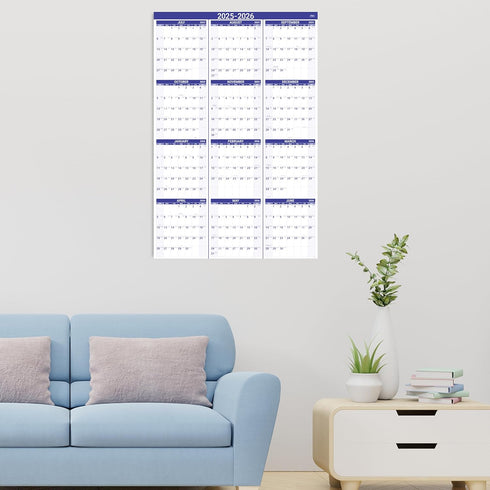 Yearly Wall Calendar 2025-2026 - JUL 2025 - JUN 2026, 12 Month Calendar with Bonus Pocket, X-Large Vertical (34.3" x