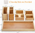 Bamboo Desk Organizer Tray, 7 Pieces Adjustable Office Supplies Pencil Stationery Caddy, Small Desktop Organizer Pen Holder, Desk Organization Storage Boxes and Accessories for Home Office by Cididu