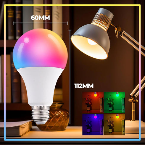 Dimmable E26 Warm LED Light Bulb, 6W RGBW Color 500LM, 16 Color Changing Modes, Remote Control, 2 Pack
