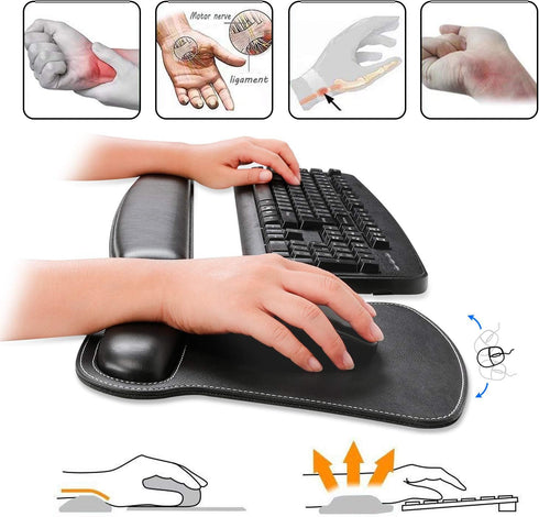 RICHEN Keyboard Wrist Rest Pad and Mouse Wrist Rest Support Set, Ergonomic Support for Easy Typing & Pain Relief