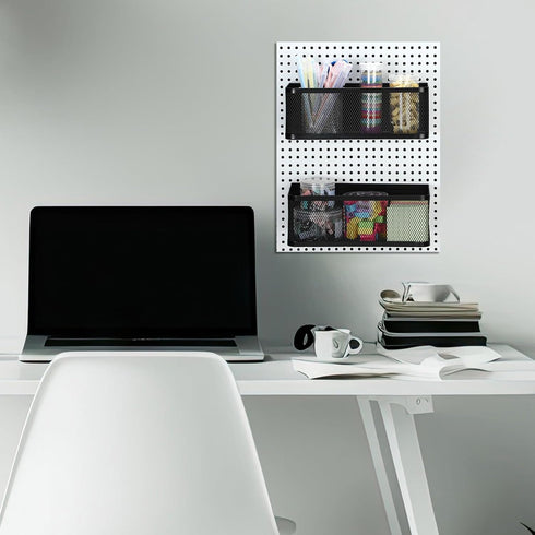 Blulu 2 Pcs Magnetic Pegboard Baskets, Metal Pegboard Wall Organizer Shelves for Kitchen Office Craft Storage
