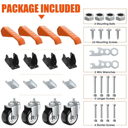 Ronlap Workbench Casters Kit, 880 Lbs Capacity, 3" Heavy Duty Retractable Casters 4 Pack