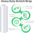 HERKKA Stretch Film with Handles - Industrial Strength Moving Plastic Wrap, 15" x 1000 Feet, 3 Pack, 60 Gauge