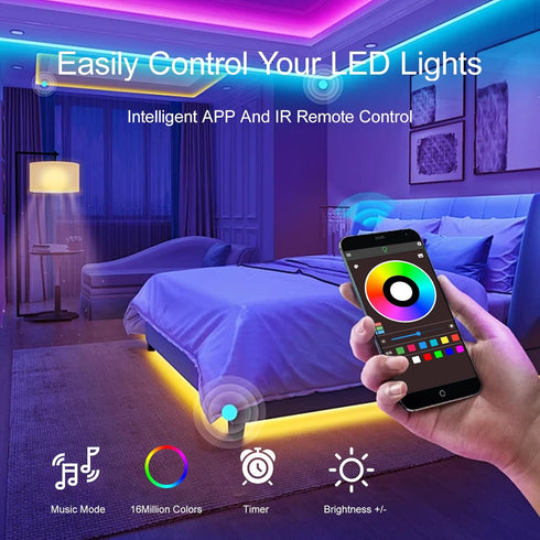 200 (2 100 HBOWMDJIA Led Lights for Bedroom FT Rolls FT), with Remote and Application Control RGB Color Changing LED
