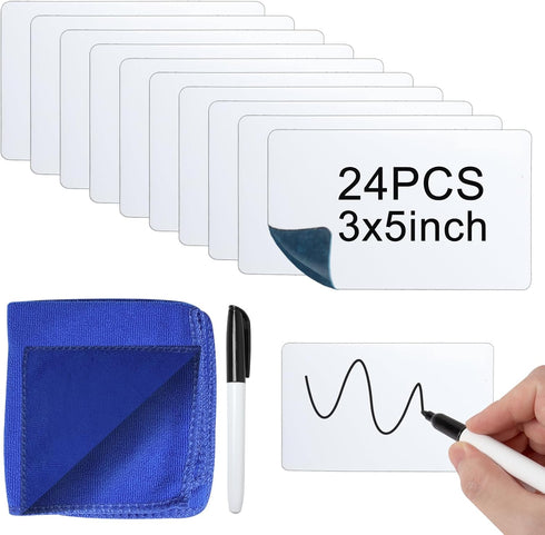 Dry Erase Labels Stickers - 24 Pack, 3x5 inch Reusable Dry Erase Sticky Notes, Mini Whiteboard Label Stickers,