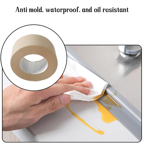 Waterproof Caulk Tape Sealant Strip, 1.5"W x 10.5'L PVC Tapes for Kitchen Bathroom Bathtub Sink